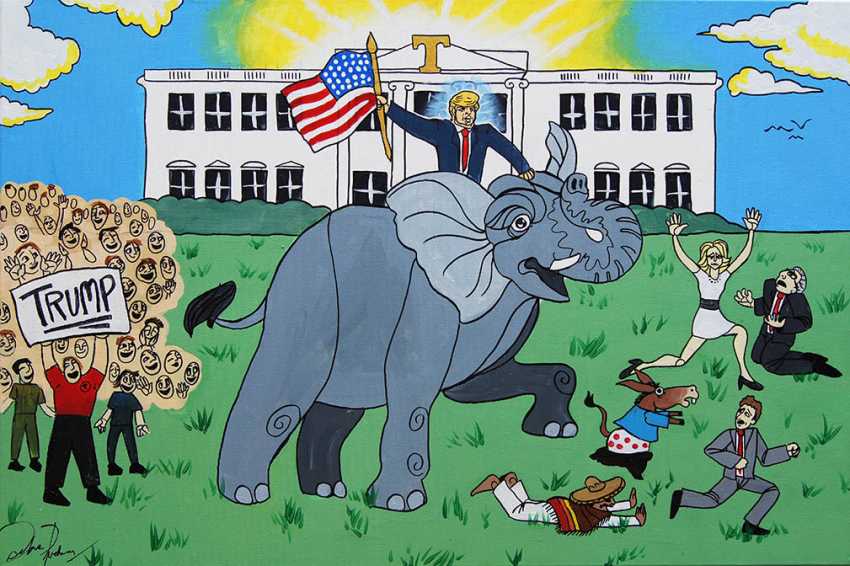 Donald Trump riding elephant