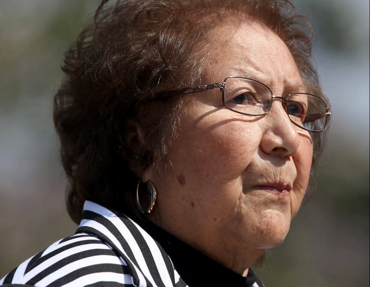 Helen Chavez as Cesars burial flag presented U.S. Navy ceremony