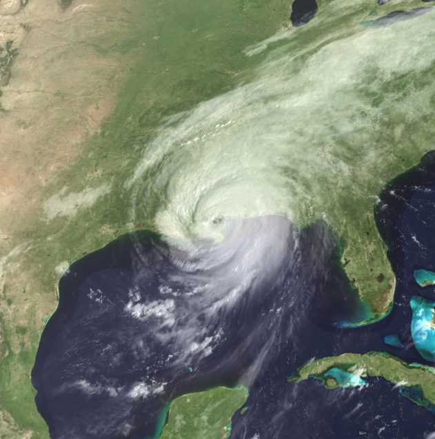 Hurricane Katrina making landfall in New Orleans Louisiana