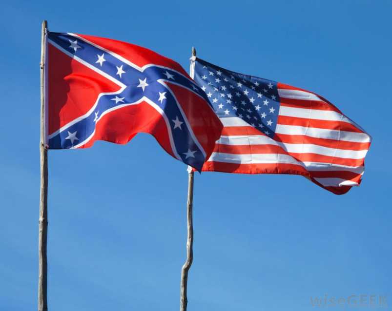confederate and american flags